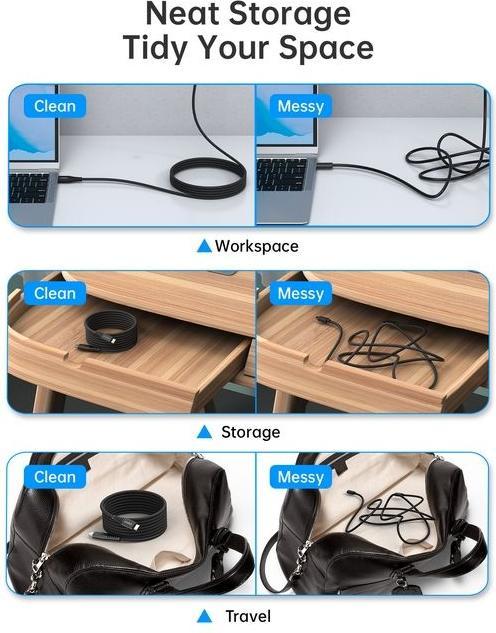 Produktbild Choetech XCC-1051 USB-C to USB-C cable, PD 240W 1.8m (black) (1.80 m, USB 3.2 Gen 2, 240 W)