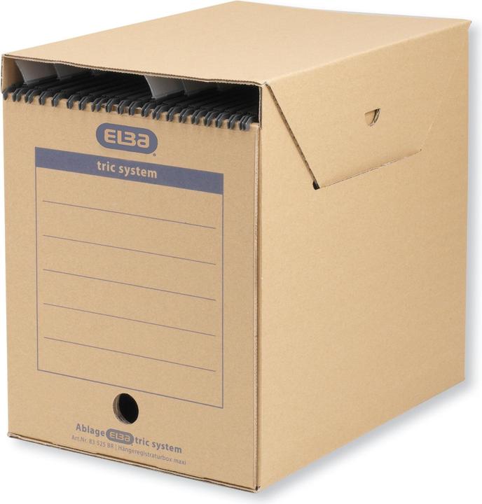 Produktbild Elba Hängemappen-Archiv tric System maxi, naturbraun für DIN A4, aus stabiler Wellpappe, allseitig geschl (A4)