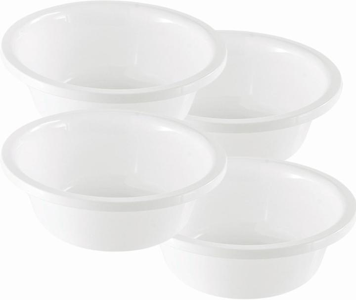 Novaliv 4x Spülschüssel Rund 3,3L, D28 cm, Weiss, BPA-frei Spülmaschinenfest Ideal für Küche und Camp
