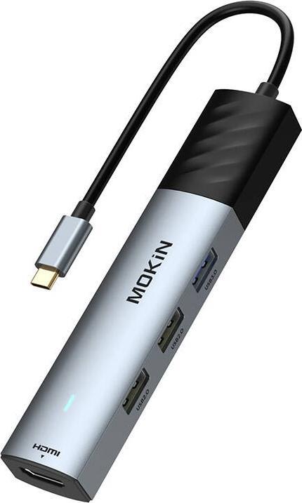 Mokin HUB 5in1 USB-C PD 3.0 100W (argento) (USB-C, 5 Porti)
