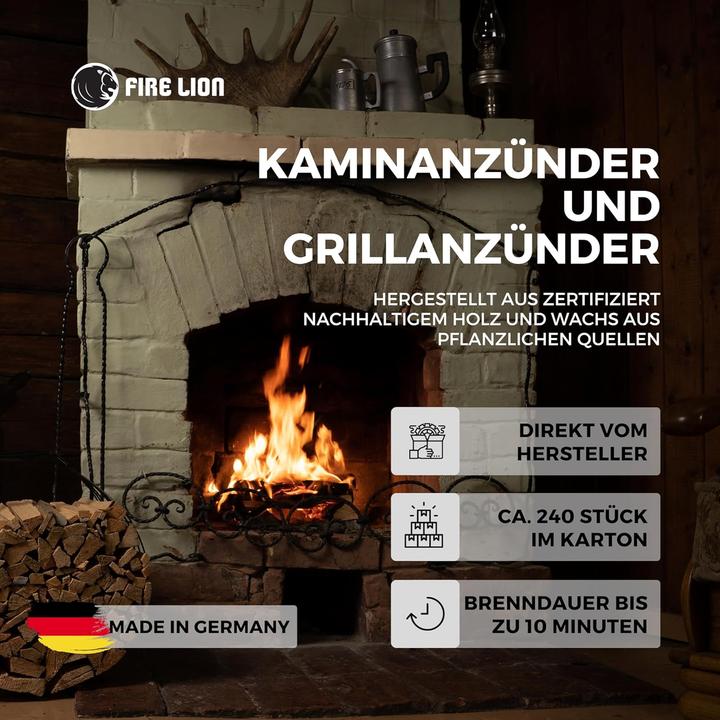 Actual product image Fire Lion Ökologische Anzündwolle für Kamin & Grill (240 Stück)