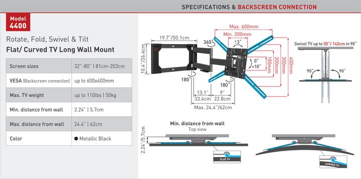 Produktbild Barkan WH 4400-SW (Wand, 80", 50 kg)