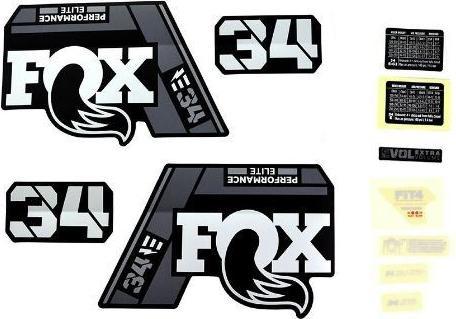 Fox Decal Kit: 2021, 34 SC, P-SE, Gray Logo, Matte Black Fork FK
