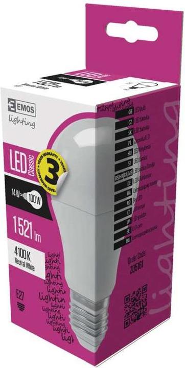 Immagine prodotto Emos ZQ5161 Lampadina LED E27 (E27, 14 W, 1521 lm, 1 x, E)