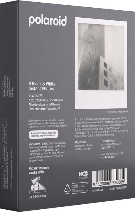 Actual product image Polaroid B&W Film SX-70 (8Photos) (SX-70)