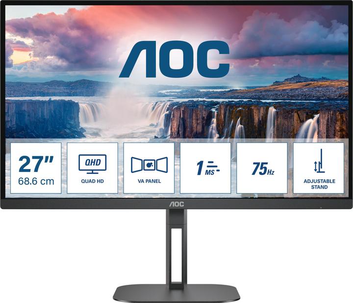 Productafbeelding AOC Q27V5N/BK 16:09 2xHDMI+2xDP VA (2560 x 1440 pixels, 27")