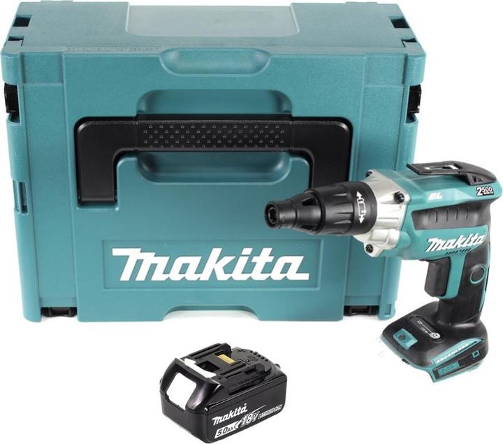 Produktbild Makita DFS 251 T1J Akku Trockenbauschrauber 18 V Brushless + 1x Akku 5,0 Ah + Makpac - ohne Ladegerä (Akkubetrieb)