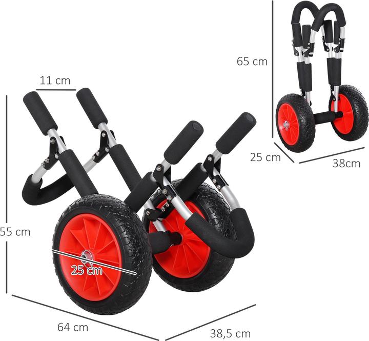 Actual product image Swisshandel24 Surfwagen Surfboard Transportwagen klappbar gepolstert PU-Reifen Alu Silber bis 45 kg L64 x B55 x H3
