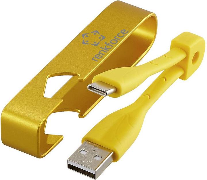 Produktbild Renkforce USB-Kabel USB 2.0 USB-A Stecker, USB-C® Stecker 0.15 m Gelb Schlüssela (0.15 m, USB 2.0, 15 W)