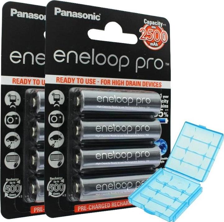 Panasonic Eneloop Pro und AccuCell AkkuBox (8 Stk., AA, 2500 mAh)