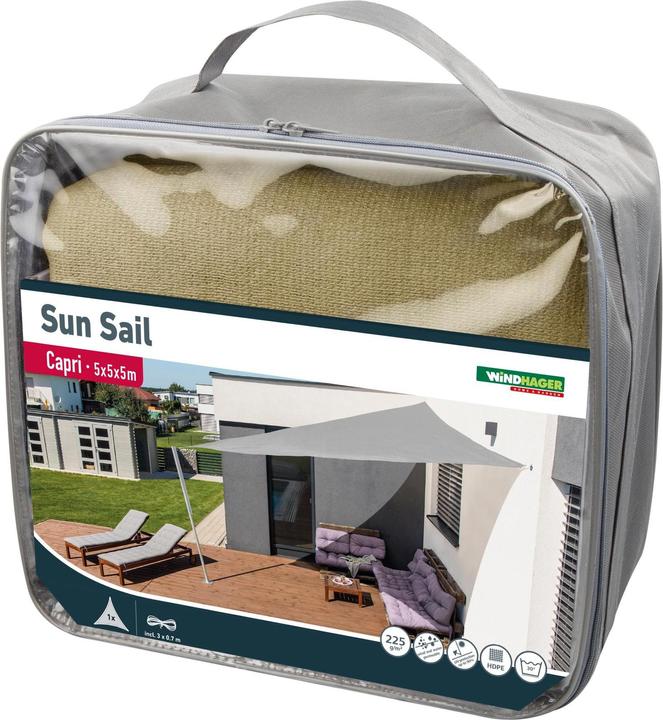 Image du produit Windhager SunSail Capri Triangle 5m, champagne 225g/m2 (5 x 5 m)