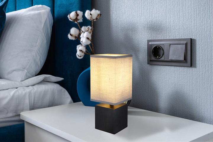Image du produit Globo Lampe de table Valentino noir blanchi 1xE27 (E27)