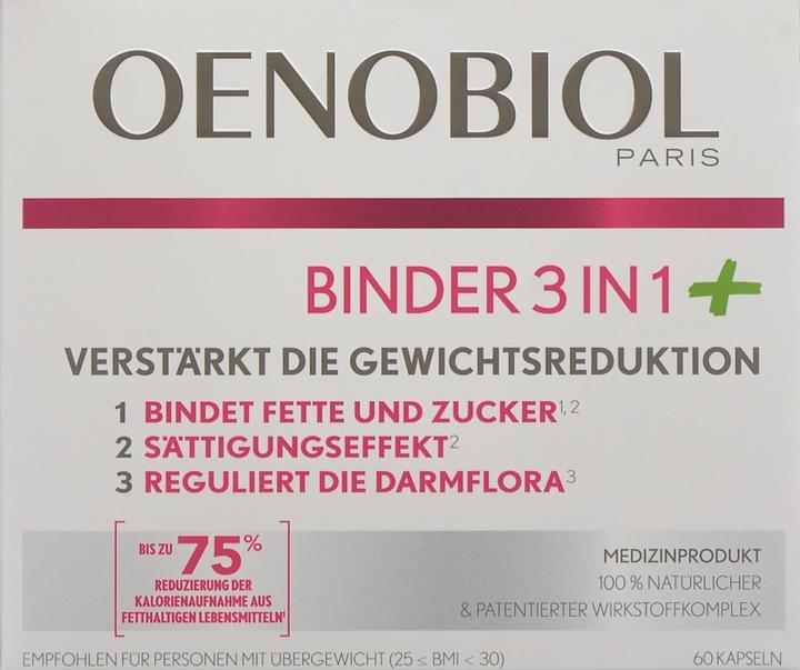 Valeurs nutritives et ingrédients Oenobiol Binder 3 en 1 Plus (60 pièce(s), Capsules, 60 g)