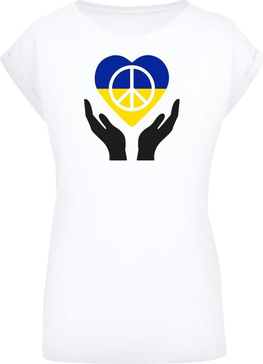 Actual product image Merchcode Ladies Peace - Hand Peace Heart Extended Shoulder T-Shirt - 161423 (S)