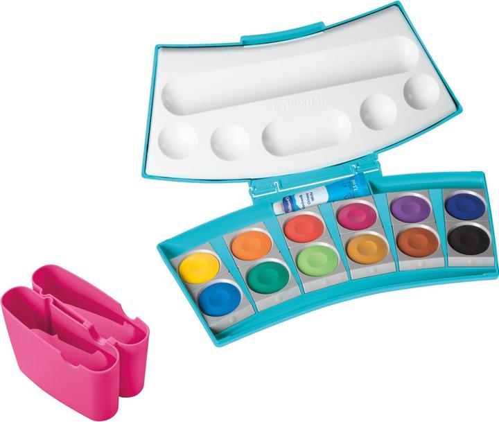 Pelikan Couleurs fluorescentes Coffret d'encre opaque 12 couleurs, turquoise et rose (Pink, Turquoise, 12 ml)