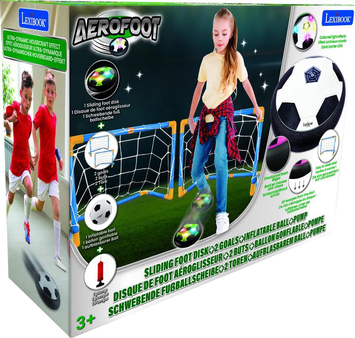 Produktbild Lexibook AeroFoot - Beleuchtete Hovercraft-Fussballscheibe aus Schaumstoff mit 2 Toren (Multilingual)