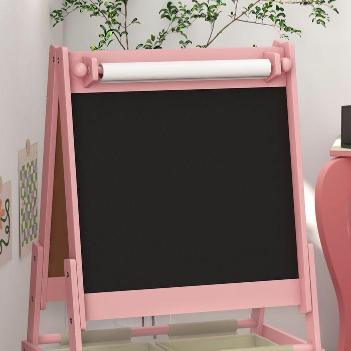 Produktbild Swisshandel24 3-in-1 Kinder Staffelei mit Papierrolle, Kreidetafel, Whiteboard, Aufbewahrungskörbe, 54x46,5x93cm