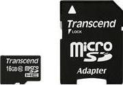 Actual product image Transcend microSDHC Card SDAdapter (16 GB, microSDHC, U1, UHS-I)