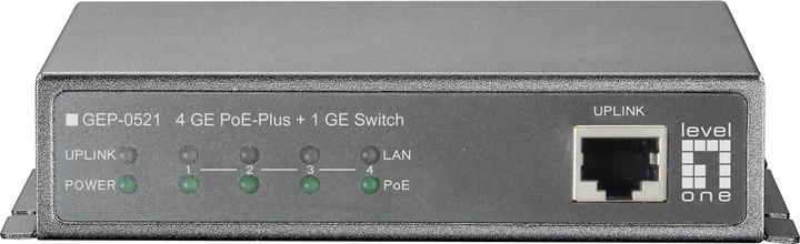 Actual product image LevelOne Level One GEP-0521: 4 GE PoE-Plus + 1 GE (5 Ports)