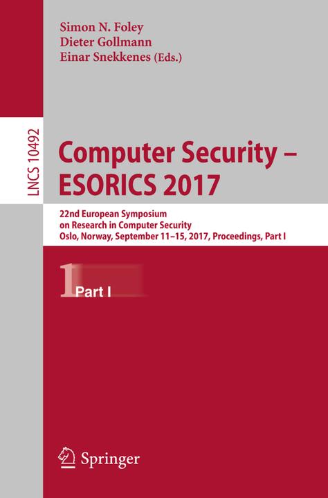 Produktbild Computer Security - ESORICS 2017 (Dieter Gollmann, Einar Snekkenes, Simon N. Foley, 2017)