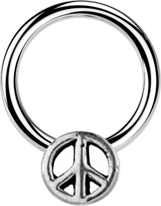 Star Piercing Micro Closure Ring silber Peace silber (Messing, Chirurgenstahl 316L)