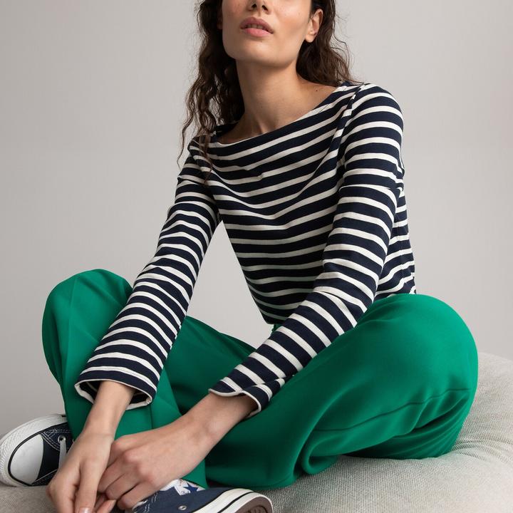 Produktbild La Redoute Collections Langarmshirt mit U-Boot-Ausschnitt und Streifenmuster (XS)
