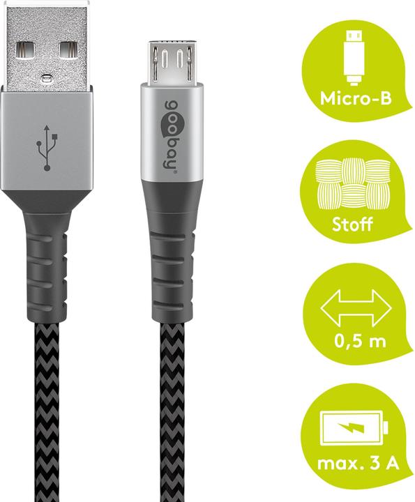 Image du produit Goobay USB A – Micro USB B (0.50 m, USB 2.0)