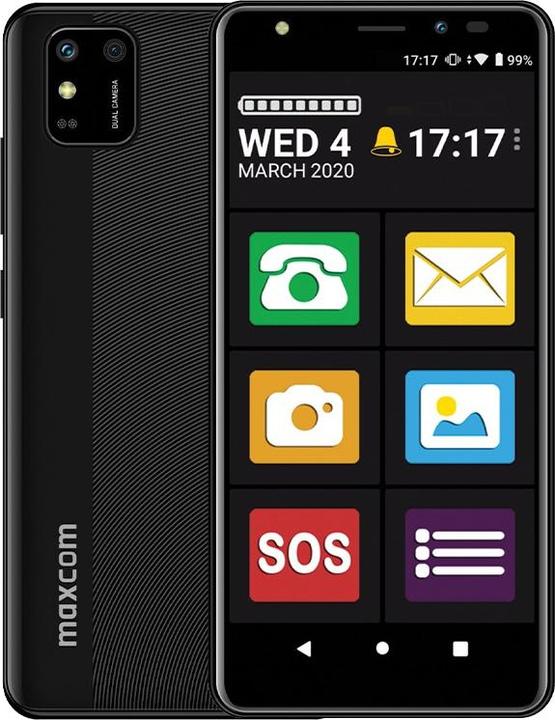Maxcom Smartfon MS 554 4G z aplikacją przyjazny ekran (32 GB, Juoda, 5.50", Dual SIM, 5 Mpx, 4G)