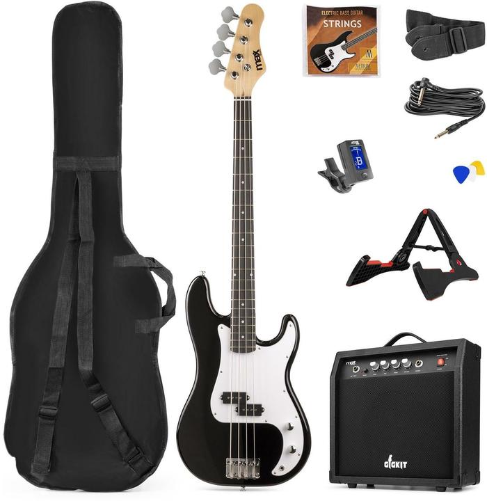 Max GigKit basse électrique noir/blanc (Basse électrique, Tilleul)