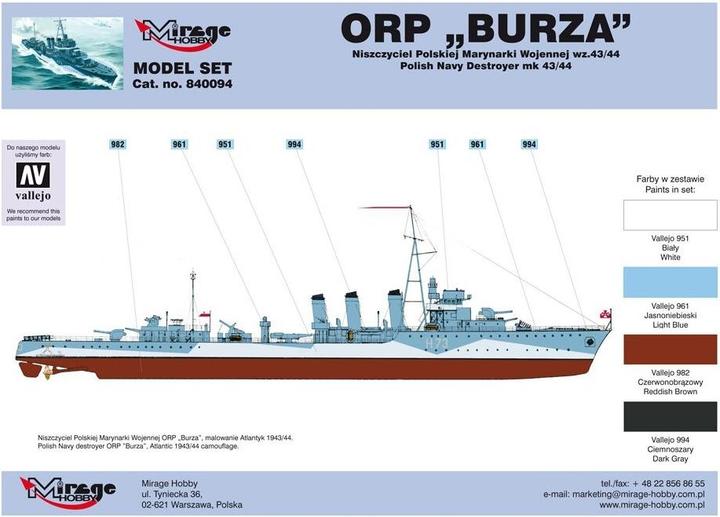 Produktbild Mirage ORP Burza wz.44 (Polnischer Zerstörer des Zweiten Weltkriegs)