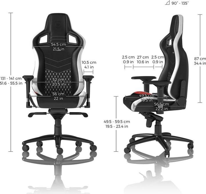 Actual product image noblechairs EPIC gaming chair Genuine leather gaming chair, black-white-red
