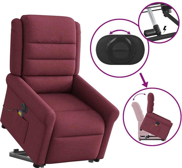 Actual product image VidaXL Electric massage chair with stand-up aid wine red fabric