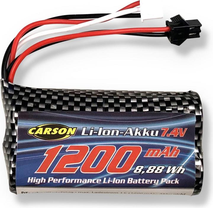 Produktbild Carson 7,4V/1200mAh LiION Akku : 404219/20 JST (7.40 V, 1200 mAh)
