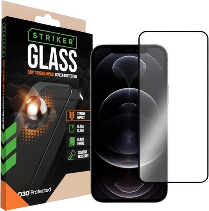 Striker D3O Gehärtetes Glass Edge To Edge Displayschutzfolie Apple iPhone 12/12 Pro (1 Stück, Realme 12 Pro+, Apple iPhone 12)