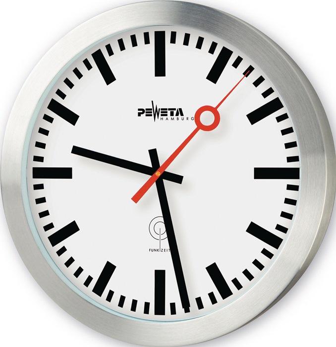 Immagine prodotto Peweta Orologio da parete radiocomandato stazione ferroviaria argento 30,0 cm alluminio (30 cm)