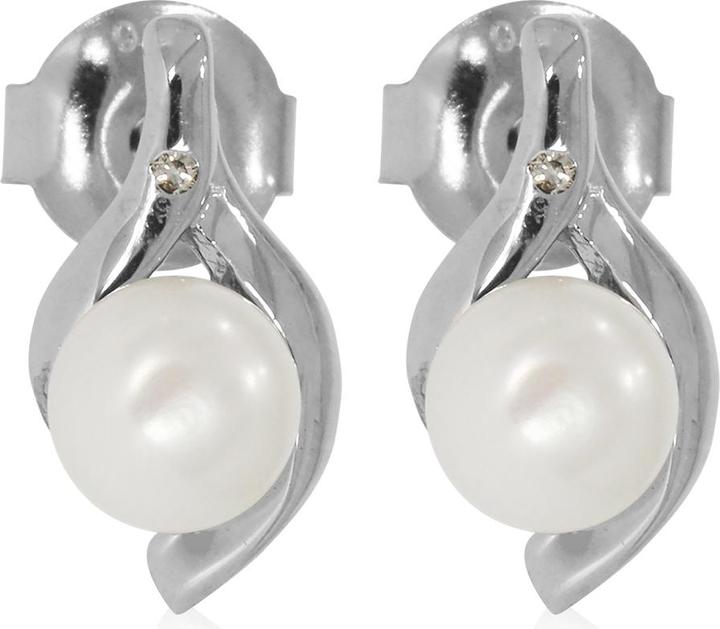 Xen Ohrstecker mit Diamant ca. 0,01 ct. und weisser Süsswasserzuchtperle (925 Sterling Silber)