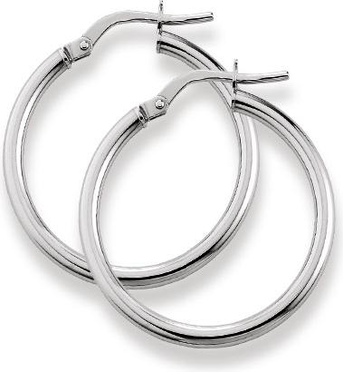 Natsumi Schmuck Creolen Weissgold 18K/750 Ø 24mm Rund (750/18 K Weissgold)