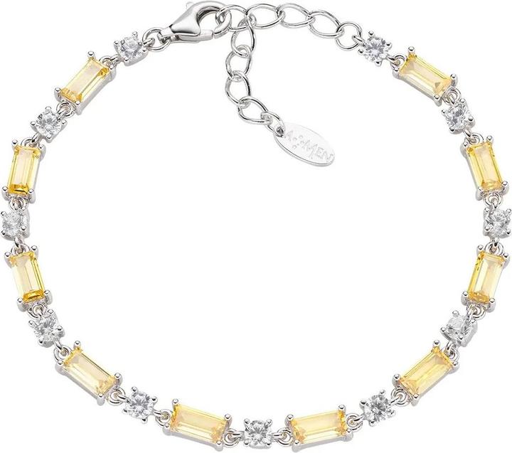Amen Baguette Cut Tennis Armband (19 cm, Silber 925)