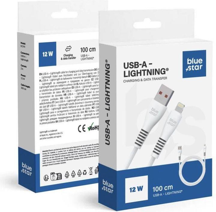 Actual product image BlueStar Cable Blue Star BLUE STAR cable USB A to Lightning 2A 12W DC99I 1 m white (1 m, USB 2.0, 12 W)