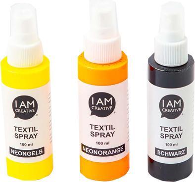 Produktbild I Am Creative Textilspray Set, 100ml, 3 Stk. (Schwarz, Neongelb, Neonorange, 100 ml)