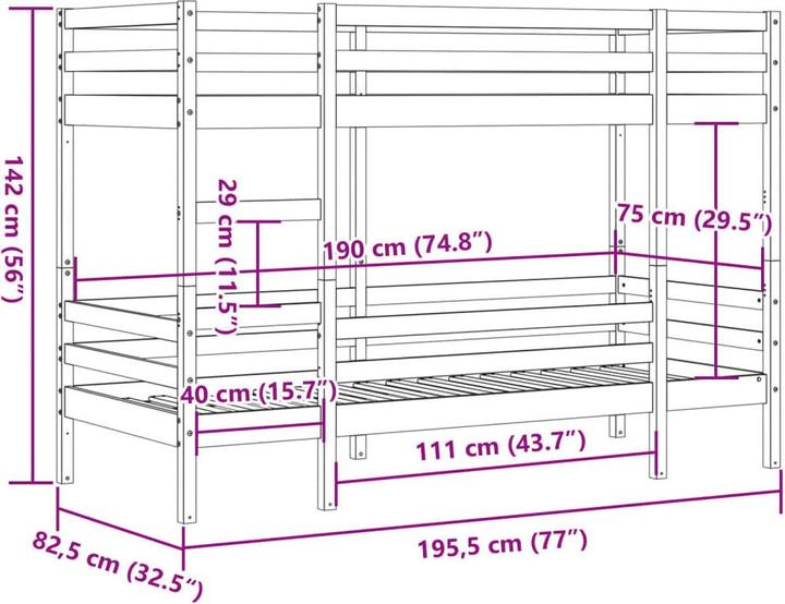 Produktbild VidaXL Etagenbett (75 x 190 cm)