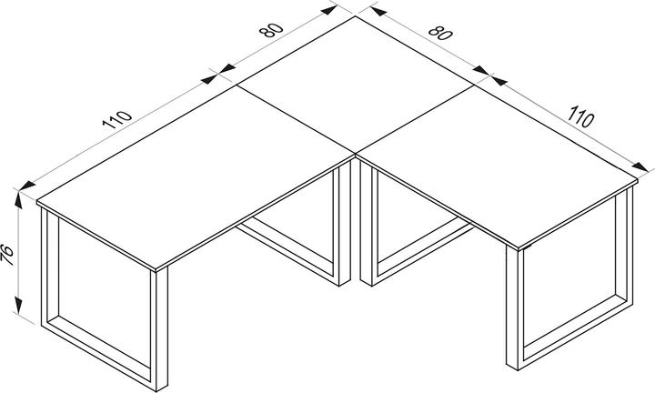 Produktbild VCM Büromöbel Eckschreibtisch Lona Tiefe 80 cm U Alu Schwarz (76 x 190 x 190 x 80 cm)