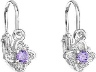 Evolution Group Silver childrenÂ's earrings with purple zircons 11175.3