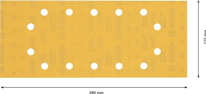 Immagine prodotto Bosch Professional Zubehör Expert C470 Carta vetrata con 14 fori per levigatrice orbitale, 115 x 280 mm, G 400, 10 pz. (400)