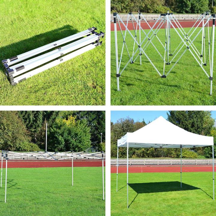 Actual product image VCM PROFI Falt Pavillon Partyzelt mit 4 Seitenteilen 3x3m weiss wasserdichtes Dach (300 cm, 300 cm)