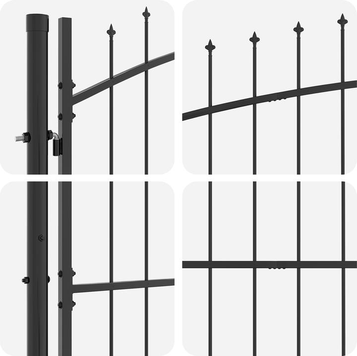 Image du produit VidaXL Portail de jardin avec toit pointu double oscillation Gris 150x400 cm Acier