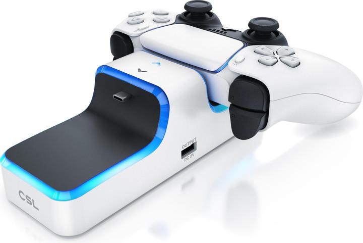 CSL Stazione di ricarica per controller PS5, Twin Charge, caricatore per gamepad, wireless, cavo di (PS5)