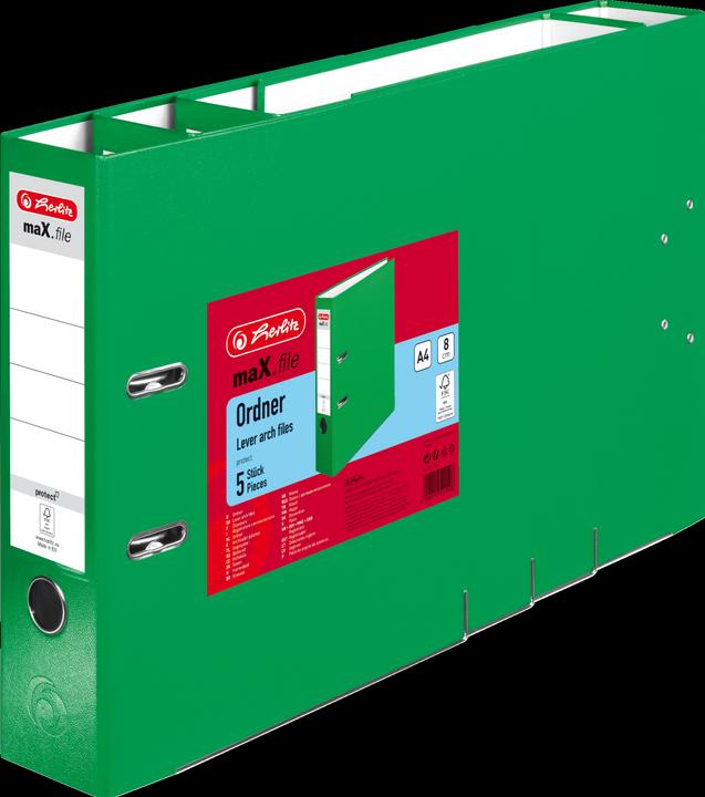 Produktbild Herlitz 11416294 Aktenordner 5 Blätter Grün Polypropylen (PP) (A4, 80 mm, 1 Stück)