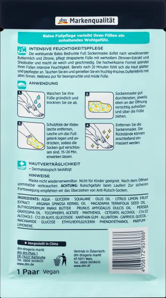 Produktbild dm Balea Fussmaske Socken (1 Paar) Buttermilk & Lemon (Fussmaske)