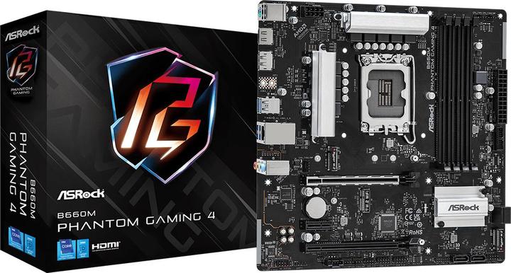 Produktbild AsRock MB Phantom Gaming 4 -ATX DDR4 (LGA 1700, Intel B660, mATX)